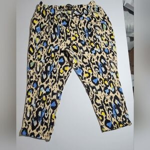 Like an Angel Animal Print Ankle Pants - Black, Yellow, Blue And Cream 2x